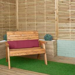 Rackhams 99 x 20 x 5cm Cushion Back for 2 Seater Wooden Garden Bench in Burgundy - thumbnail 2