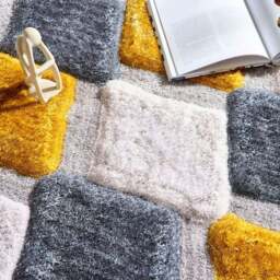 Rackhams 3D Ochre Geometric Shaggy Rug - 80X150 cm - thumbnail 2