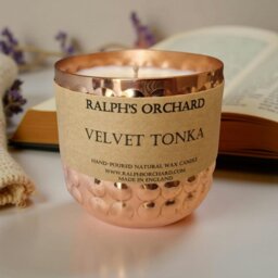 Rackhams Velvet Tonka Candle – Lavender, Tonka & Amber Scent - Decorative Copper - Decorative Copper