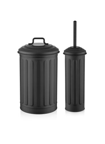 Rackhams Black Waste Bin & Toilet Brush Set - image 1