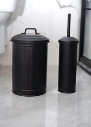 Rackhams Black Waste Bin & Toilet Brush Set - thumbnail 2