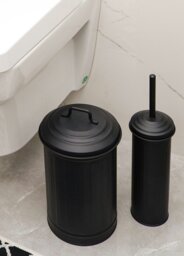 Rackhams Black Waste Bin & Toilet Brush Set - thumbnail 3