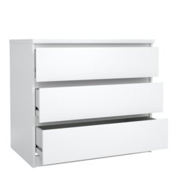 Rackhams Naia Chest of 3 Drawers in White High Gloss - White - High Gloss - Melamine - thumbnail 4