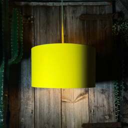 "Rackhams Banana Yellow Cotton Lampshade With Copper Foil Lining - 40cm Diameter x 23cm Height / (16"" x 9"")" - thumbnail 3