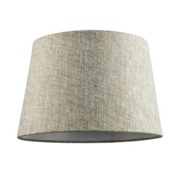 Rackhams Traditional Natural Textured Linen Drum Lamp Shade in Taupe Brown - thumbnail 1