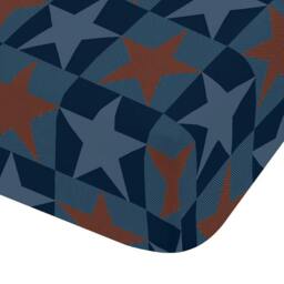 Rackhams Stars And Check Fitted Sheet Blue - Single - Blue - thumbnail 3