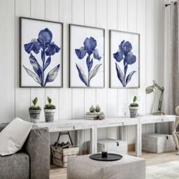 Rackhams Canvas Pictures For Walls - Set of 3 Botanical Wall art Prints - A2 16.54 x 23.39 in / 42 x 59.4 cm - Satin Photo paper 280 gsm - Oak Frame - thumbnail 3