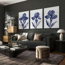 Rackhams Canvas Pictures For Walls - Set of 3 Botanical Wall art Prints - A2 16.54 x 23.39 in / 42 x 59.4 cm - Satin Photo paper 280 gsm - Oak Frame - thumbnail 4