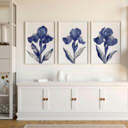Rackhams Canvas Pictures For Walls - Set of 3 Botanical Wall art Prints - A2 16.54 x 23.39 in / 42 x 59.4 cm - Satin Photo paper 280 gsm - Oak Frame - thumbnail 5