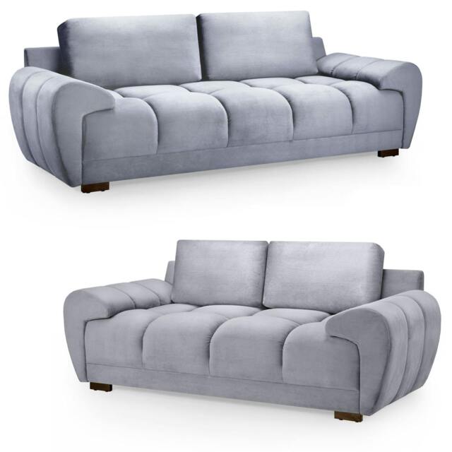 Rackhams Zura Plush Velvet Large 3 + 2 Sofa Suite - Cream, Grey or Mocha - Grey - image 1
