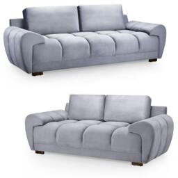 Rackhams Zura Plush Velvet Large 3 + 2 Sofa Suite - Cream, Grey or Mocha - Grey - thumbnail 1
