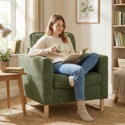 Rackhams Armchair with Metal Legs and Spring - Dark Green