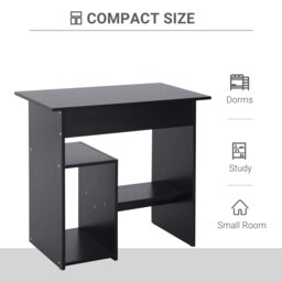 Rackhams Compact Small Computer Table Wooden Desk Keyboard Tray Storage - White - thumbnail 6