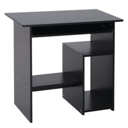 Rackhams Compact Small Computer Table Wooden Desk Keyboard Tray Storage - White - thumbnail 3