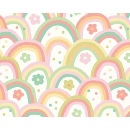 Rackhams Rainbow Wobble Wall Mural - Green - Large - W350cm x H280cm - thumbnail 2