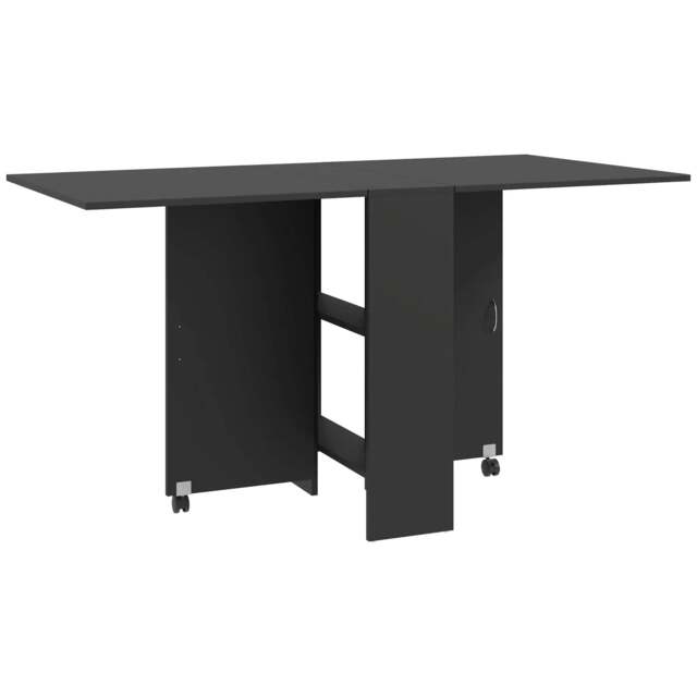Rackhams Foldable Dining Table, Extendable Drop Leaf Table with 2-tier Shelves, Small Dinner Table with Rolling Casters - image 1