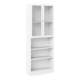 "Rackhams Basic Tall Wide Display Cabinet in White (4 Shelves) with 2 Glass White Doors - Manufactured Wood - 1 - White " - thumbnail 2