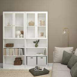 "Rackhams Basic Tall Wide Display Cabinet in White (4 Shelves) with 2 Glass White Doors - Manufactured Wood - 1 - White " - thumbnail 4