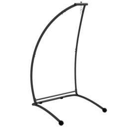 Rackhams Hammock Chair Stand, C Shape Hanging Heavy Duty Metal Frame Hammock Stand for Hanging Hammock Air Porch Swing Chair, Indoor & Outdoor Use, Black - thumbnail 1