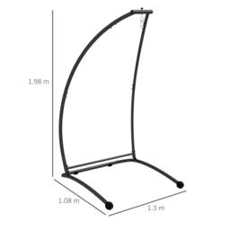 Rackhams Hammock Chair Stand, C Shape Hanging Heavy Duty Metal Frame Hammock Stand for Hanging Hammock Air Porch Swing Chair, Indoor & Outdoor Use, Black - thumbnail 3