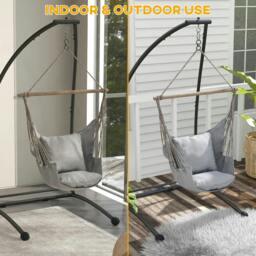Rackhams Hammock Chair Stand, C Shape Hanging Heavy Duty Metal Frame Hammock Stand for Hanging Hammock Air Porch Swing Chair, Indoor & Outdoor Use, Black - thumbnail 5