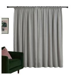 Rackhams Chenille Lined Pencil Pleat Curtains - Silver - 183cm x 168cm - Silver - 100% Polyester - thumbnail 3