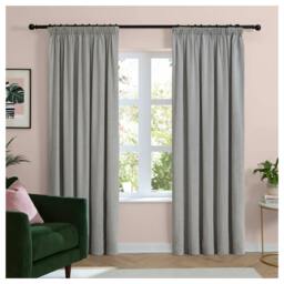 Rackhams Chenille Lined Pencil Pleat Curtains - Silver - 183cm x 168cm - Silver - 100% Polyester - thumbnail 2