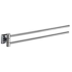 "Rackhams Polished Chrome Swing Arm Double Towel Rail 44cm/17.3"" Wall Mounted with Concealed Screws Bathroom Towel Holder"