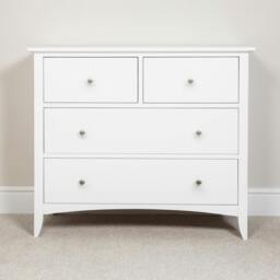 Rackhams Edward Hopper Chest of Drawers 2 Over 2 Drawer Modern Wooden Storage Assembled - White - thumbnail 1