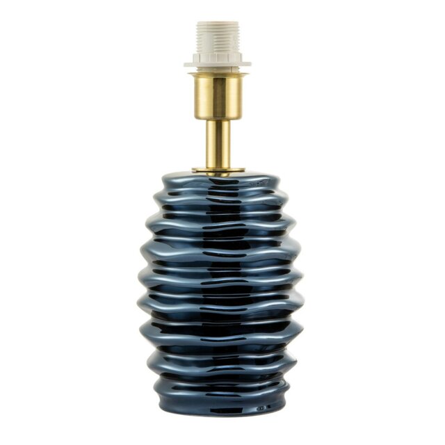Rackhams Modern Metallic Blue Gloss Ceramic Table Lamp Base with Ripple Grooves - image 1