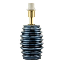 Rackhams Modern Metallic Blue Gloss Ceramic Table Lamp Base with Ripple Grooves - thumbnail 1