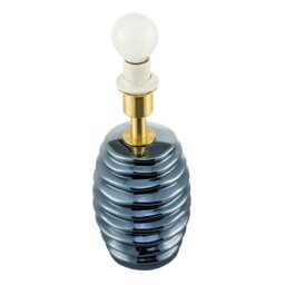 Rackhams Modern Metallic Blue Gloss Ceramic Table Lamp Base with Ripple Grooves - thumbnail 3