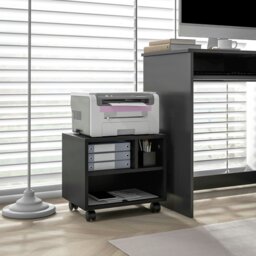 Rackhams Printer Stand with Storage Printer Cart on Wheels for Home Office Black - White - thumbnail 3