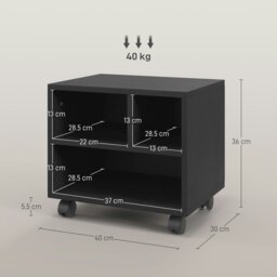 Rackhams Printer Stand with Storage Printer Cart on Wheels for Home Office Black - White - thumbnail 6