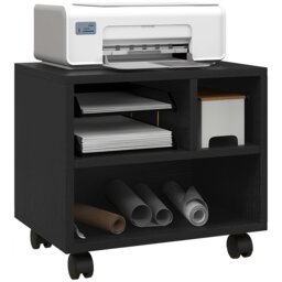 Rackhams Printer Stand with Storage Printer Cart on Wheels for Home Office Black - White - thumbnail 2