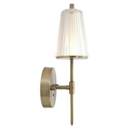 Rackhams Antique Brass Wireless Rechargeable Touch Dimmer Wall Light with Ribbed Shade - thumbnail 2