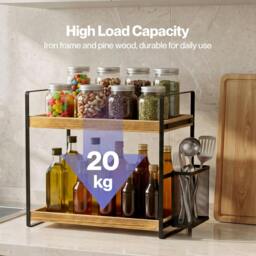 Rackhams 2 Tier Bathroom Organiser Countertop Perfume Skincare Storage Shelf - Natural - thumbnail 4