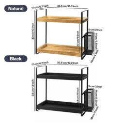 Rackhams 2 Tier Bathroom Organiser Countertop Perfume Skincare Storage Shelf - Natural - thumbnail 3