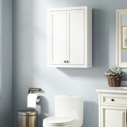 Rackhams Wall Mounted Storage with Adjustable Shelves, Bathroom Wall Cabinet - White - 1 - 61W x 20D x 84H cm - thumbnail 3