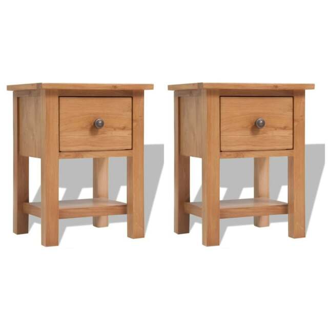 Rackhams Nightstands 2 pcs 36x30x47 cm Solid Oak Wood