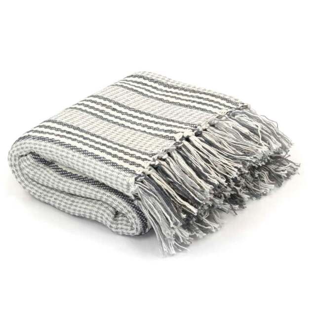 Rackhams Throw Cotton Stripes 160x210 cm Grey and White
