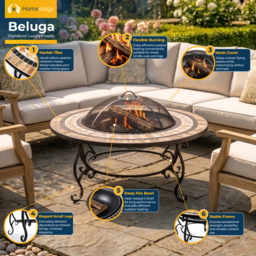 Rackhams BELUGA Opulent Garden and Patio Planter, Heater Fire Pit Brazier, Coffee Table, Barbecue and Ice Bucket - Marble Finish - Fire Pit - Multi - thumbnail 5