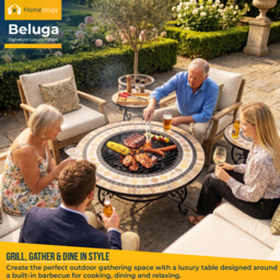 Rackhams BELUGA Opulent Garden and Patio Planter, Heater Fire Pit Brazier, Coffee Table, Barbecue and Ice Bucket - Marble Finish - Fire Pit - Multi - thumbnail 2