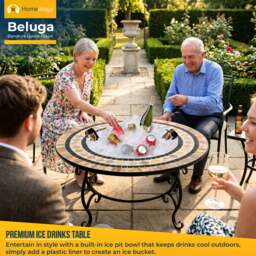 Rackhams BELUGA Opulent Garden and Patio Planter, Heater Fire Pit Brazier, Coffee Table, Barbecue and Ice Bucket - Marble Finish - Fire Pit - Multi - thumbnail 4