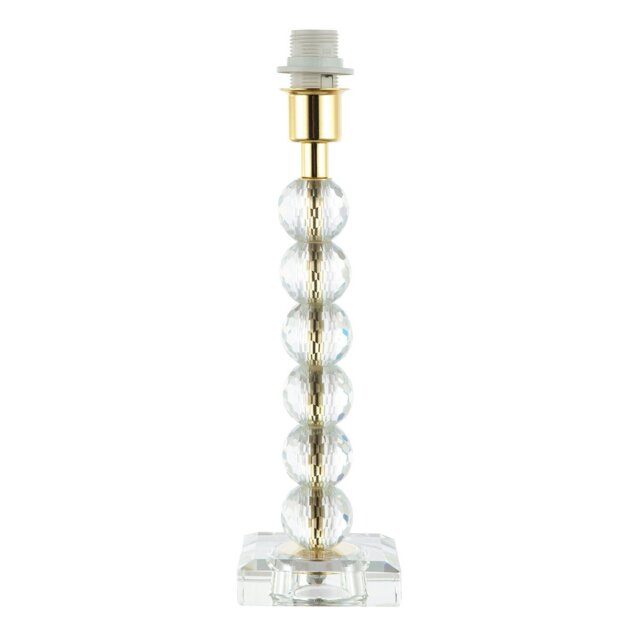 Rackhams Contemporary Clear Crystal Glass and Gold Table Lamp Base with Faceted Spheres - image 1