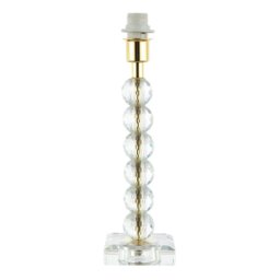 Rackhams Contemporary Clear Crystal Glass and Gold Table Lamp Base with Faceted Spheres - thumbnail 1