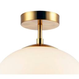 Rackhams Designer Oval White Glass Globe Bathroom Ceiling Lamp in Antique Brass - thumbnail 3