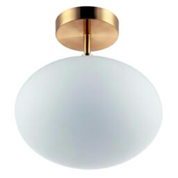 Rackhams Designer Oval White Glass Globe Bathroom Ceiling Lamp in Antique Brass - thumbnail 4