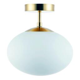 Rackhams Designer Oval White Glass Globe Bathroom Ceiling Lamp in Antique Brass - thumbnail 5