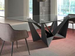 Rackhams Rectangular tempered glass and black steel dining table 1128 - 200 x 95 x 75 - thumbnail 4